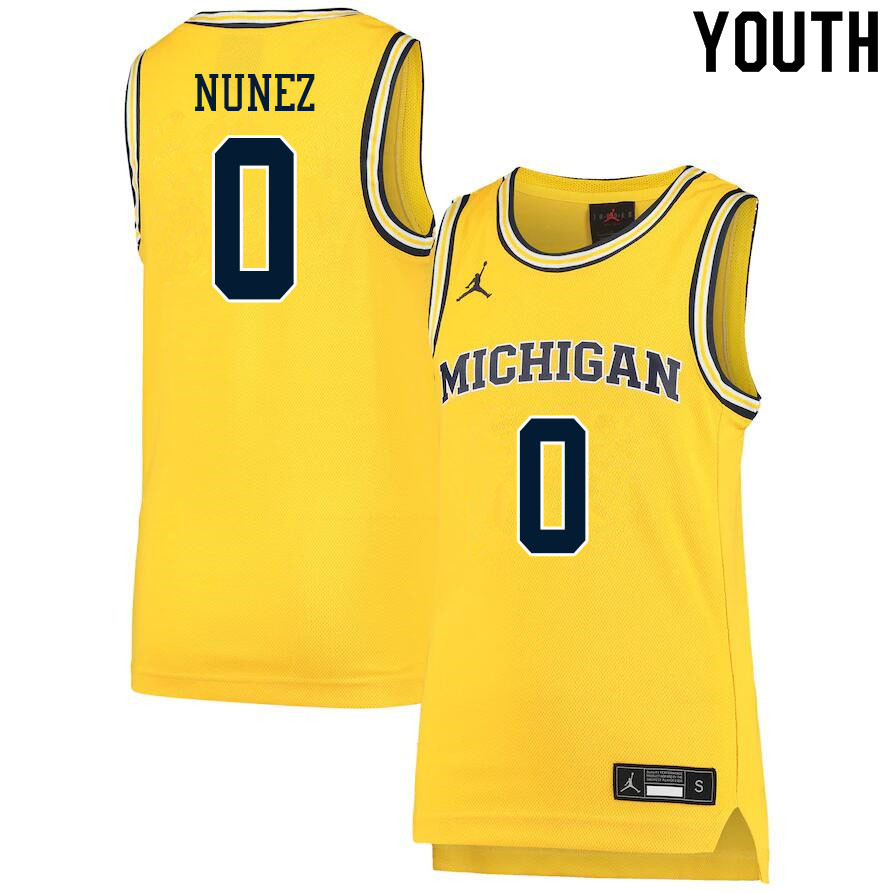 Youth #0 Adrien Nunez Michigan Wolverines College Basketball Jerseys Sale-Yellow - Click Image to Close